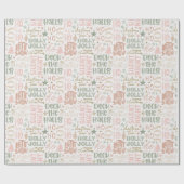 Boho kerstGezegden Groene Roze Terracotta Cadeaupapier (Vlak)