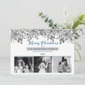 Boho KerstGreenery Merry Kerstmis 3 Foto Feestdagenkaart (Staand voorkant)