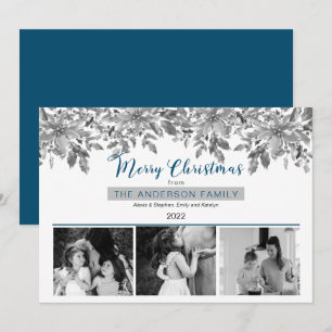 Boho KerstGreenery Merry Kerstmis 3 Foto Feestdagenkaart