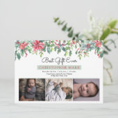 Boho kerstgroen beste cadeautje ooit geboorte aankondiging (Staand voorkant)