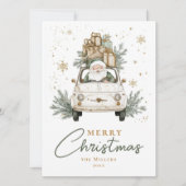 Boho Kerstman Auto Aquarel Kerstmis Feestdagenkaart (Voorkant)