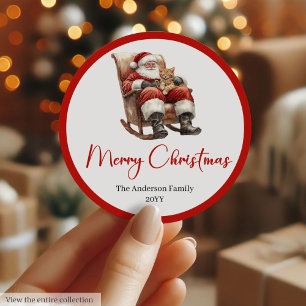 Boho Kerstman Kerst Sticker Label Set
