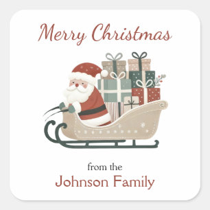 Boho Kerstman slee personalised Kerstmis Vierkante Sticker