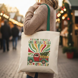 Boho Kerstmis Boerderij Verse Bomen Truck Tote Bag