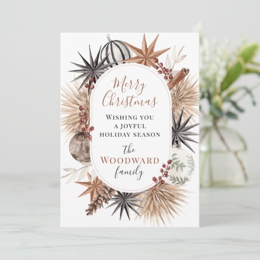 Boho Kerstmis Groet Feestdagenkaart (Staand voorkant)