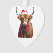 Boho Kerstmis Highland Koe T-Shirt (1) Ornament (voorkant)