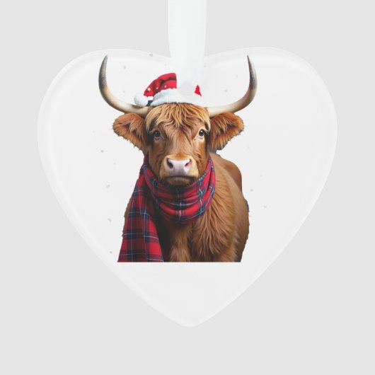 Boho Kerstmis Highland Koe T-Shirt (1) Ornament (voorkant)
