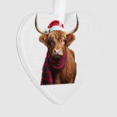 Boho Kerstmis Highland Koe T-Shirt (1) Ornament (voorkant)