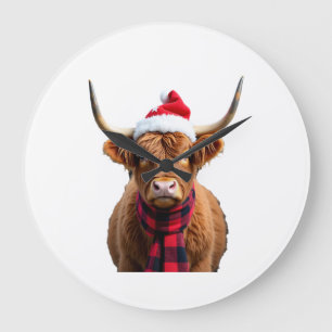 Boho Kerstmis Highland Koe T-Shirt (3) Grote Klok