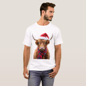 Boho Kerstmis Hoogland Koe T-Shirt (2) (Voorkant volledig)