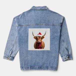 Boho Kerstmis Hoogland Koe T-Shirt (3) Denim Jacket