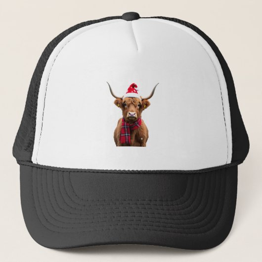 Boho Kerstmis Hoogland Koe T-Shirt (4) Trucker Pet (Voorkant)