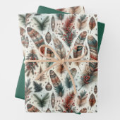 Boho Kerstmis Inpakpapier Vel (In situ)