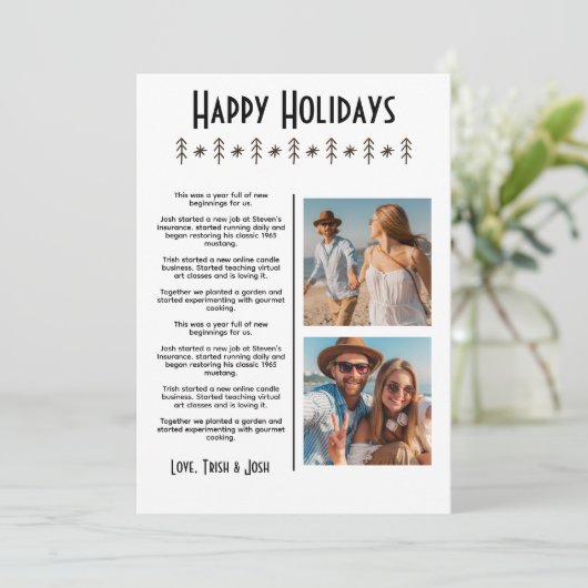 Boho Kerstmis Kaart Fotoserie Update Letter (Staand voorkant)