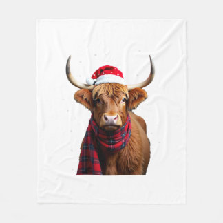 Boho Kerstmis Kerstmis Hoogland Koe T-Shirt (1) Fleece Deken