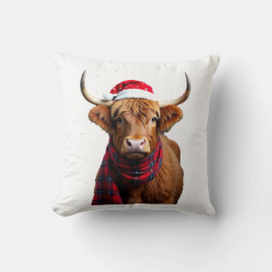 Boho Kerstmis Kerstmis Hoogland Koe T-Shirt (1) Kussen