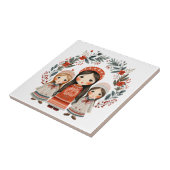 Boho Kerstmis Meisjes Scandinavische Volkskunst Tegeltje (Zijkant)