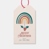 Boho Kerstmis Regenboog en Holly Cadeaulabel (Voorkant)