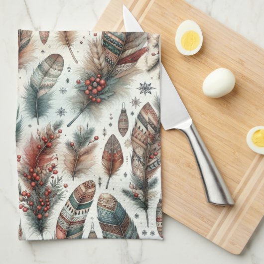 Boho Kerstmis Theedoek (Quarter Fold)