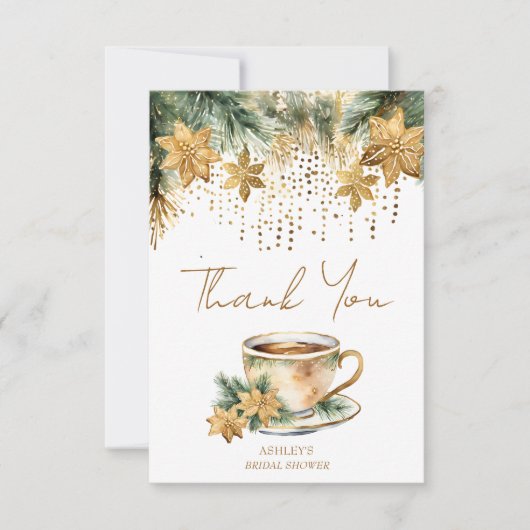 Boho Kerstmis winter bruiloft theekransje Bedankkaart (Voorkant)