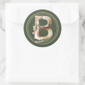 Boho kerstmonogram B met ijsSchaatsen Ronde Sticker (Tas)
