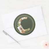 Boho Kerstmonogram C met Pakketten Ronde Sticker (Envelop)