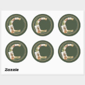 Boho Kerstmonogram C met Pakketten Ronde Sticker (Vel)