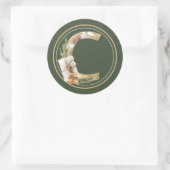 Boho Kerstmonogram C met Pakketten Ronde Sticker (Tas)