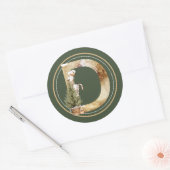 Boho Kerstmonogram D met boom- en snoepriet Ronde Sticker (Envelop)