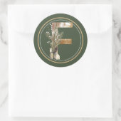 Boho Kerstmonogram F met Lantern en Twigs Ronde Sticker (Tas)