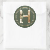 Boho Kerstmonogram H. met Groenen Ronde Sticker (Tas)