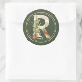 Boho Kerstmonogram R met boom en Schaats Ronde Sticker (Tas)