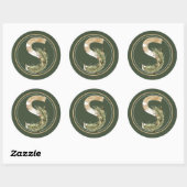 Boho Kerstmonogram S met Griekenland Ronde Sticker (Vel)