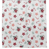 Boho Kerststijl Floral Candy Canes Douchegordijn (Voorkant)