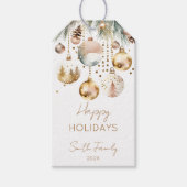 Boho Kerstvakantie besneeuwde dennen gouden ballet Cadeaulabel (Voorkant)