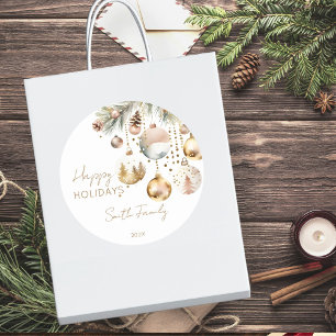 Boho Kerstvakantie besneeuwde dennen gouden ballet Ronde Sticker