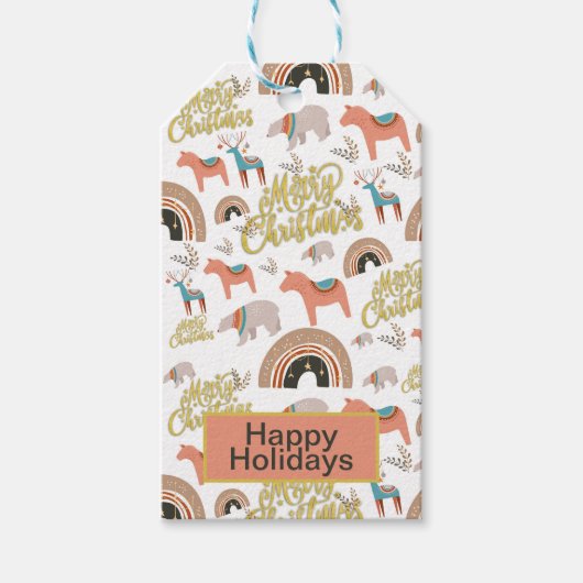 Boho Kerstvakantie Cadeaulabel (Voorkant)