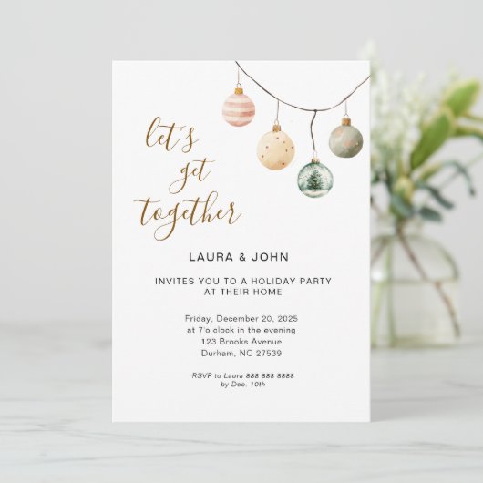 Boho Kerstversiering Vakantie Uitnodiging (Staand voorkant)