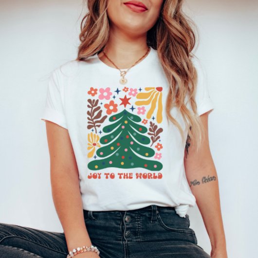 Boho kerstvreugde voor de wereld t-shirt
