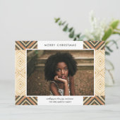 Boho kerstWaterverf Tiles | Beige | Foto Feestdagenkaart (Staand voorkant)