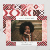 Boho kerstWaterverf Tiles | Rood | Foto Feestdagenkaart (Voorkant / Achterkant)