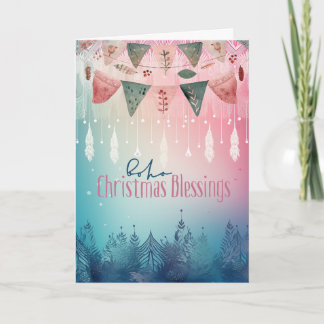Boho Kerstzegen Niet-Foto Kerstkaart Feestdagen Kaart