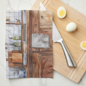 Boho Keuken Interieur Waterverf met Open Planken Theedoek (Quarter Fold)