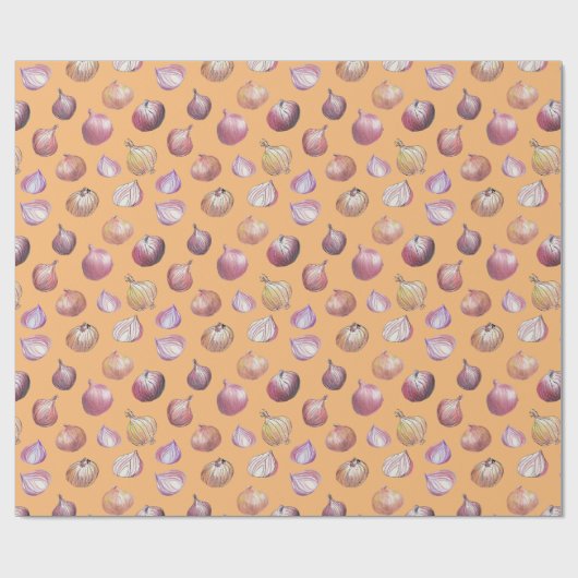 Boho keukenuien handgetekende groenten terracotta cadeaupapier (Vlak)