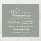 Boho Khaki Green Welkom op onze bruiloft Bier Etiket (Enkel label)