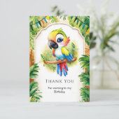 Boho Kids Papegaai Verjaardag Bedankkaart (Staand voorkant)