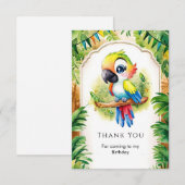 Boho Kids Papegaai Verjaardag Bedankkaart (Voorkant / Achterkant)