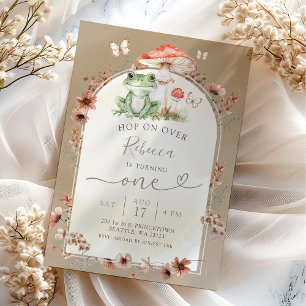 Boho Kikker en Paddestoel Verjaardag Wildbloem Kaart