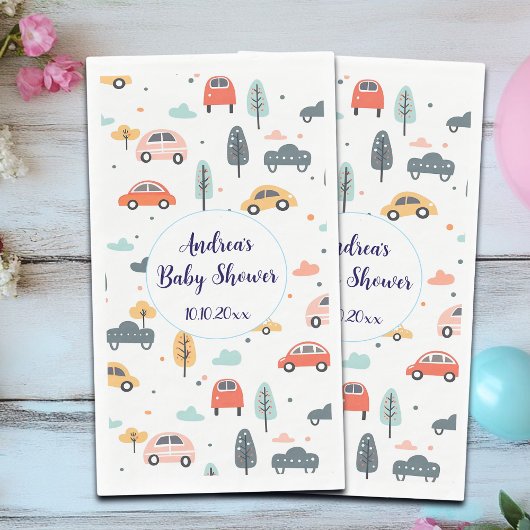 Boho Kinder auto's, bomen en wolken Patroon Baby s Servet