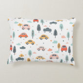 Boho Kinder auto's, bomen en wolkenpatronen Accent Kussen (Achterkant)
